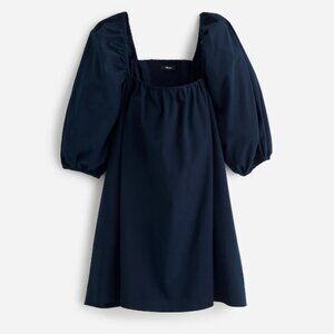 Madewell Mini Dress Womens Square-Neck Puff-Sleeve‎ Navy Blue Size 00 NEW